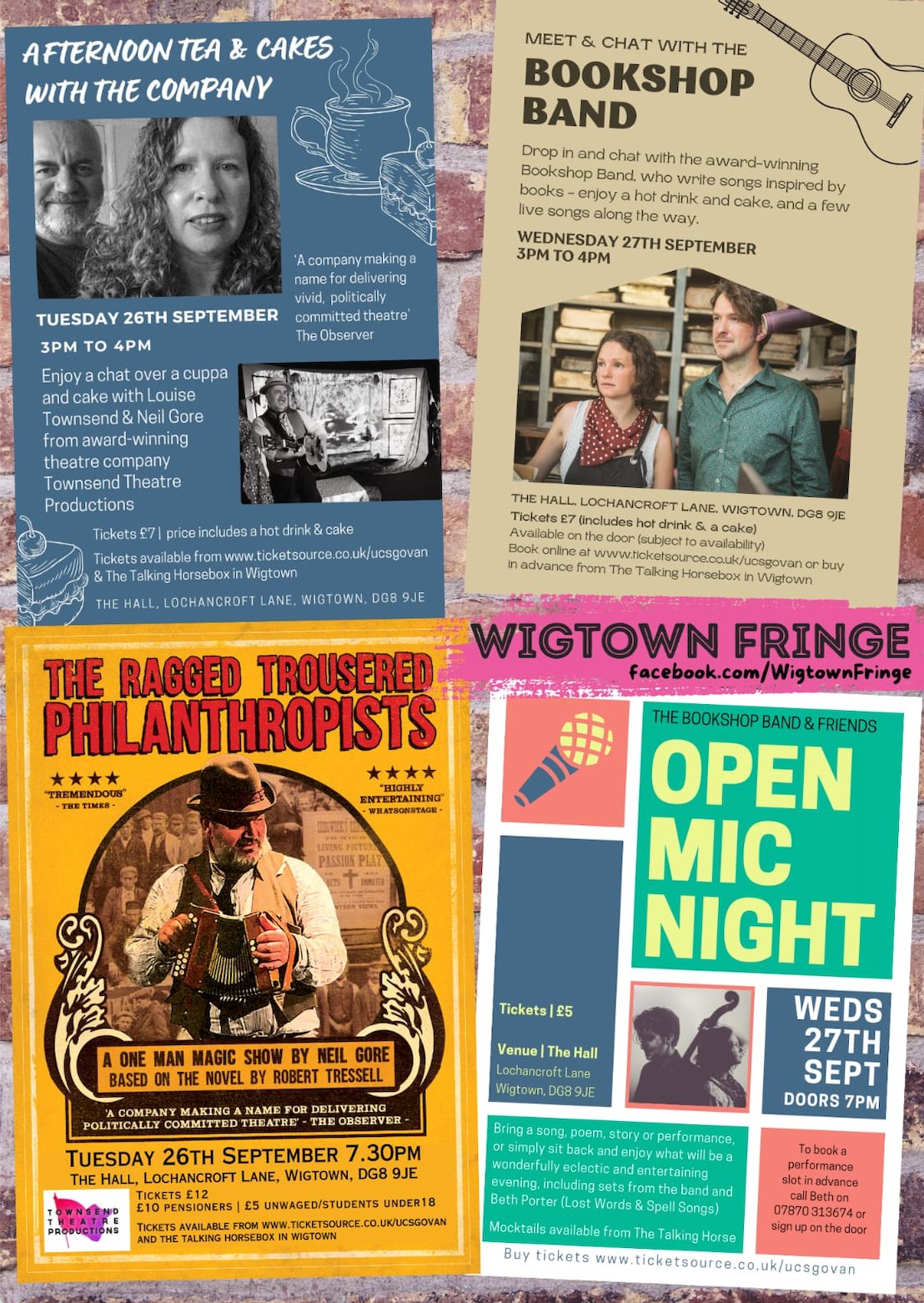 Image of four events at the Wigtown Fringe